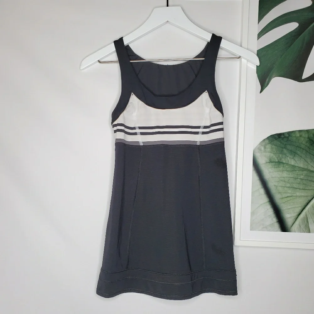 Lululemon Black White Stripes Tame Me Tank - Picture 1 of 5
